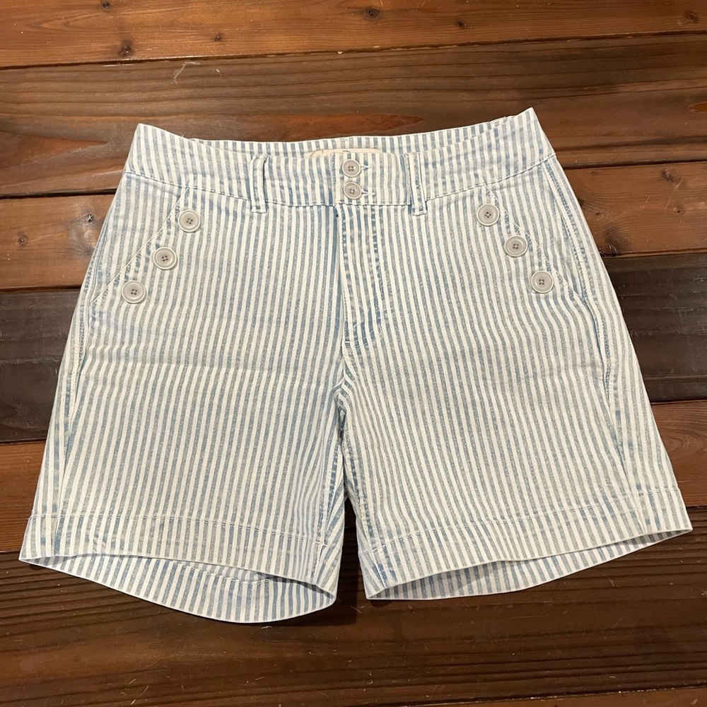 Striped Blue and White Women's Shorts